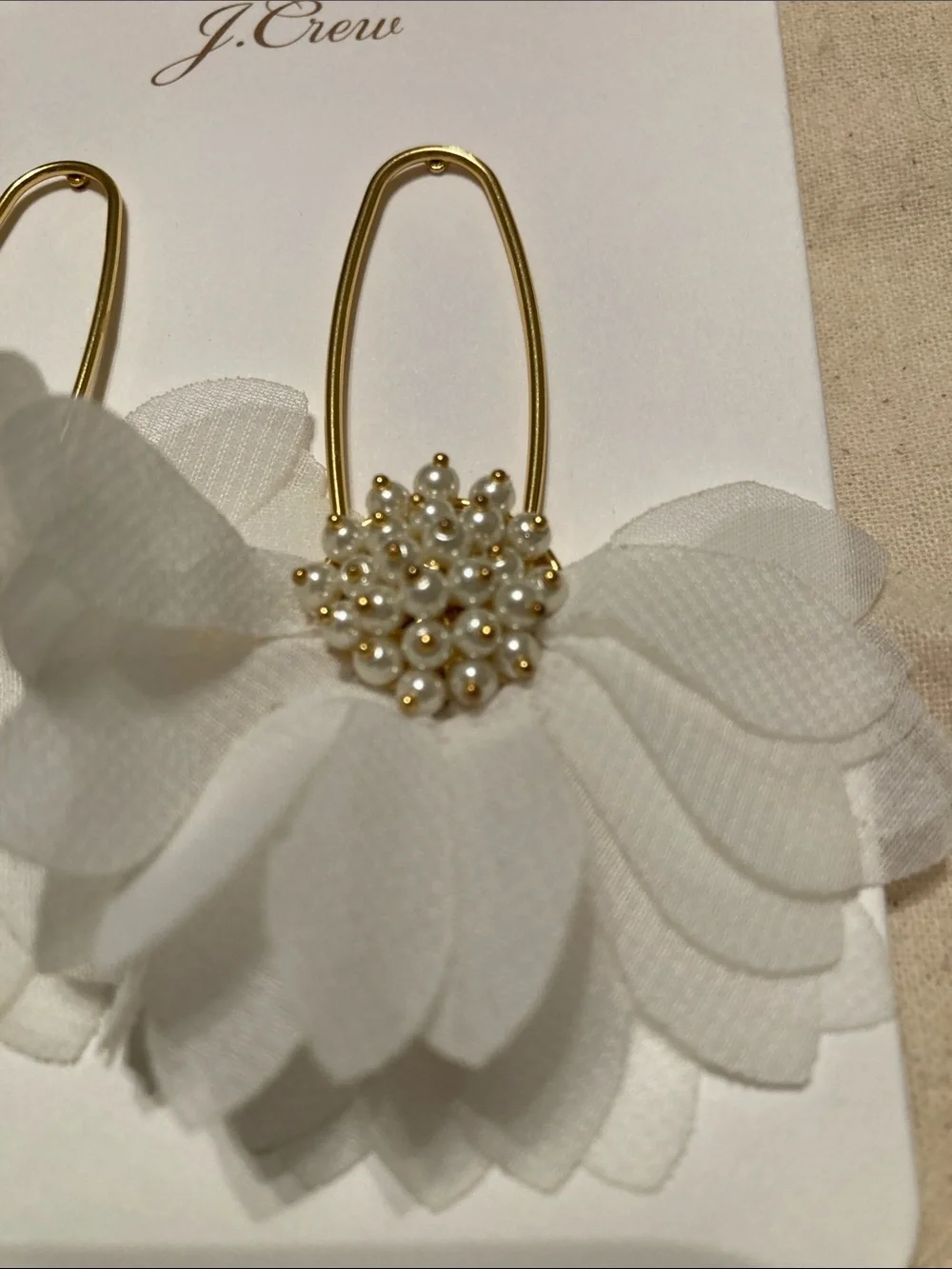 JCrew flower petal and pearl earrings
